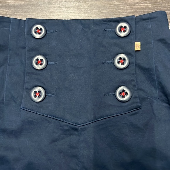 NWT Navy Rockabilly Retro Pin Up Couture Sailor Fitted Pencil Skirt size 7/8 - Picture 2 of 10